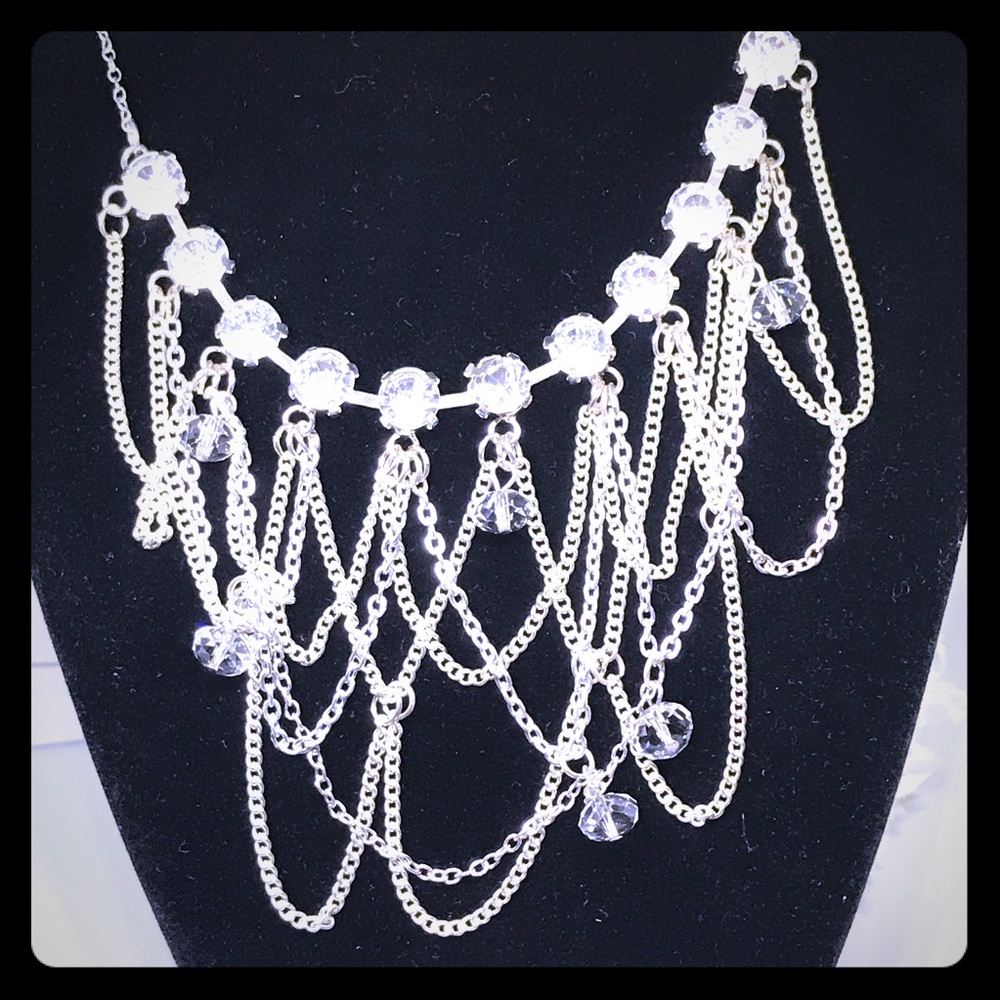 Beautiful Crystal Chain Statement Necklace [JW-16]